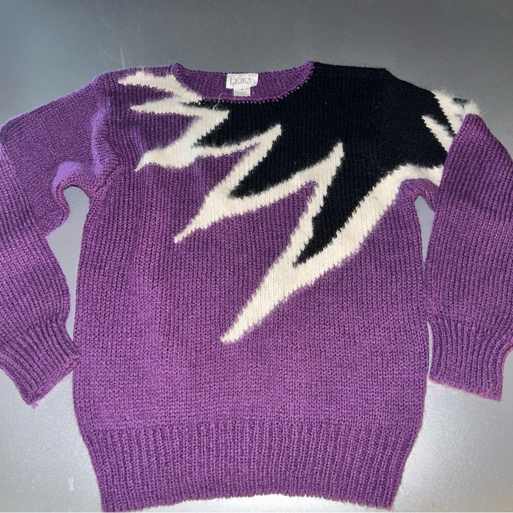 Erika Purple and Black Patterned Sweater